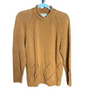 Vintage Londonderry Place Camel Brown Cable Knit Sweater Size Medium